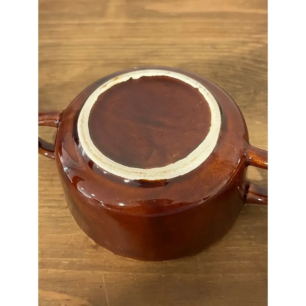Vintage Brown Drip Glaze‎ Creamer and Sugar Bowl Set MCM Farmhouse Kitchen Decor